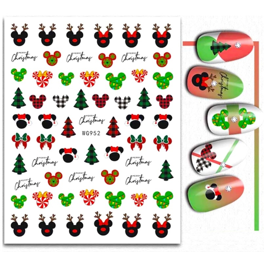💌 BO/GO$6 Christmas Mickey Christmas Nail Stickers